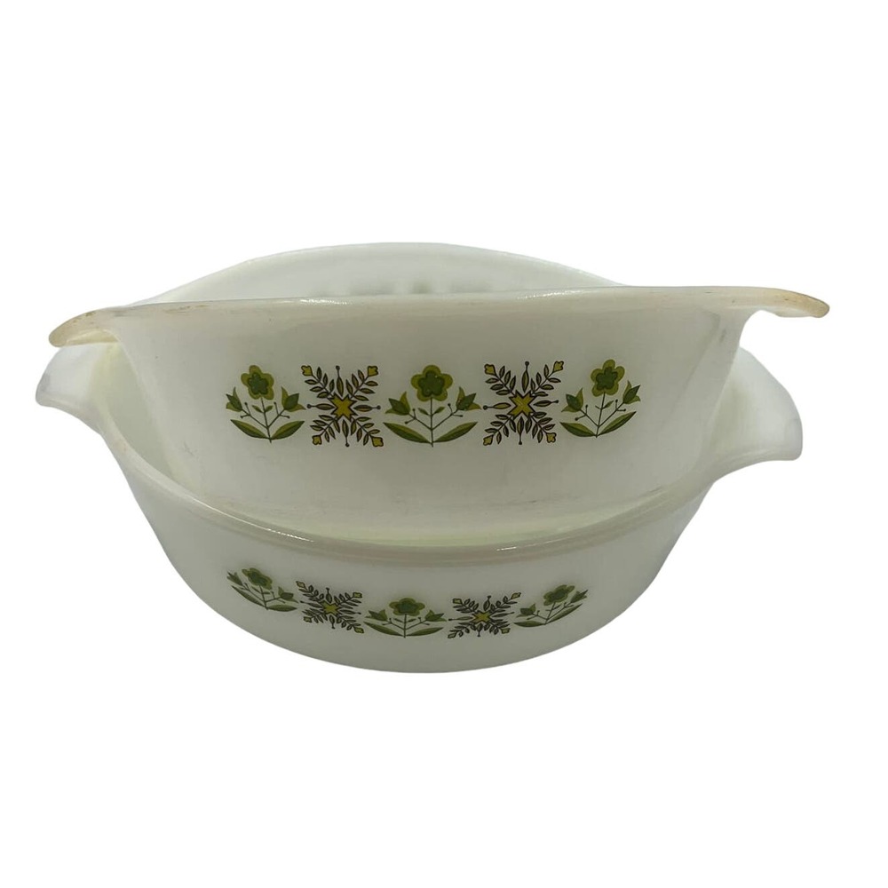 Vintage Anchor Hocking Fire King‎ Oval "meadow green" Casserole Dishes 1980's